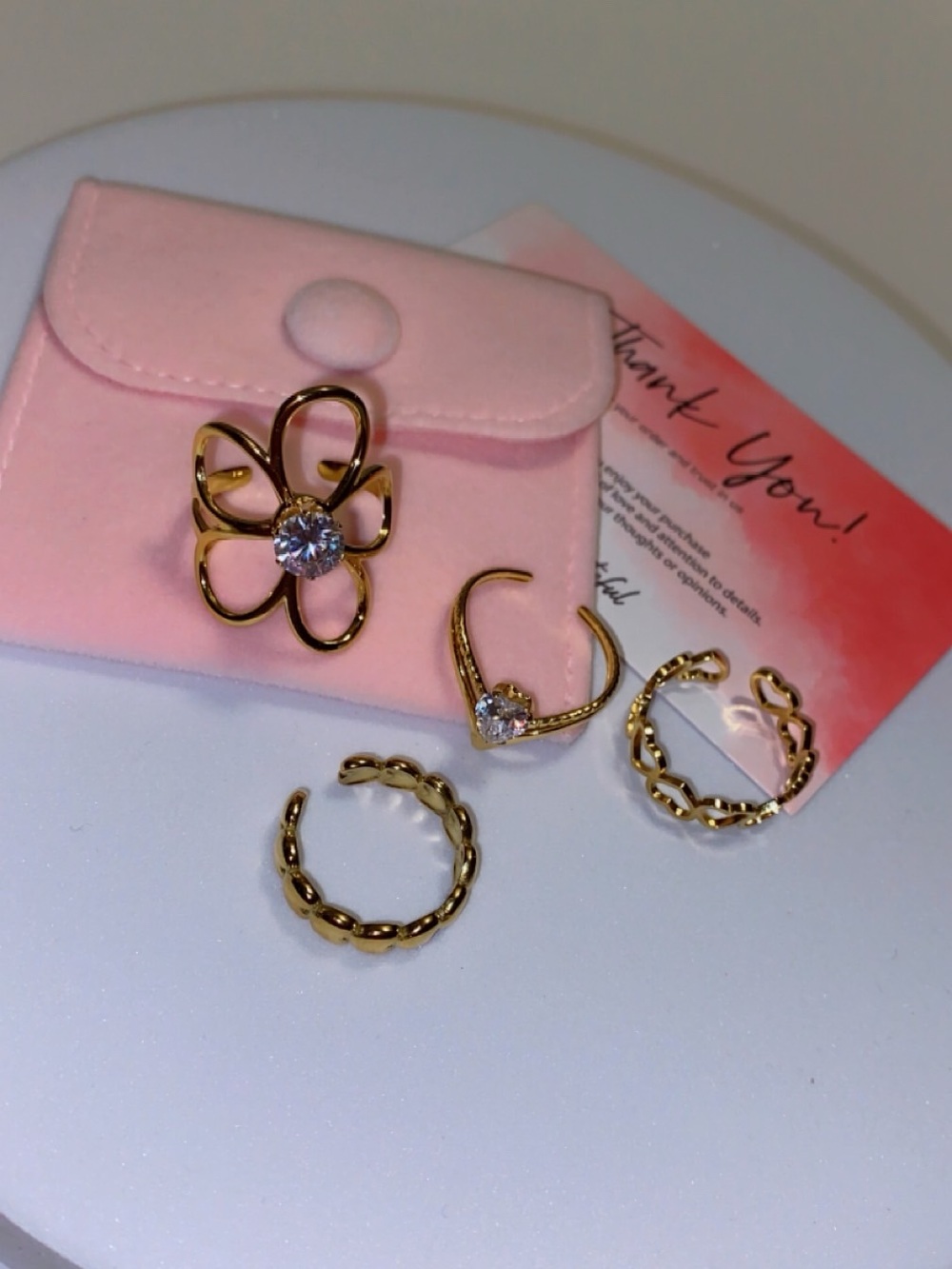 4PC Gold Adjustable Ring Stack - Picture 5 of 6